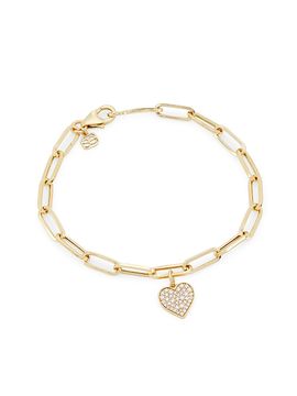 Sydney Evan Women's 14K Yellow Gold & 0.1 TCW Diamond Heart Charm Bracelet