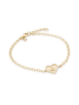 Sydney Evan Women's 14K Yellow Gold & Diamond Small Evil-Eye Heart Charm Bracelet/6.5"