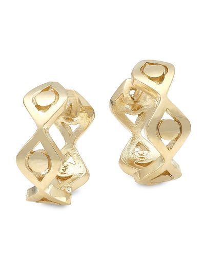 Sydney Evan Women's 14K Yellow Gold Evil Eye Link Huggie Hoop Earrings
