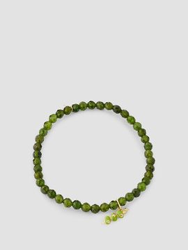 Sydney Evan Women's 14K Yellow Gold, Green Chrome Diopside & Orange Sapphire Beaded Stretch Bracelet