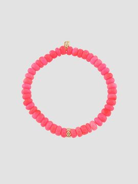 Sydney Evan Women's 14K Yellow Gold, Hot Pink Ethiopian Opal & 0.02 TCW Diamond Beaded Stretch Bracelet