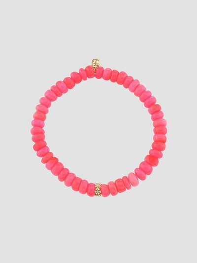 Sydney Evan Women's 14K Yellow Gold, Hot Pink Ethiopian Opal & 0.02 TCW Diamond Beaded Stretch Bracelet