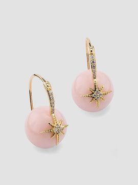 Sydney Evan Women's 14K Yellow Gold, Pink Opal & 0.09 TCW Diamond Drop Earrings