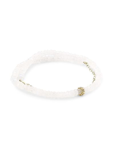 Sydney Evan Women's 14K Yellow Gold, Rainbow Moonstone & 0.024 TCW Diamond Daisy Rondelle Beaded Choker Necklace