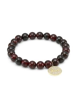 Sydney Evan Women's 14K Yellow Gold, Red Garnet & 0.40 TCW Diamond Medallion Bracelet