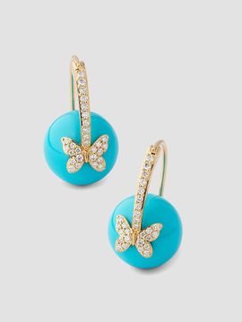 Sydney Evan Women's Cocktail 14K Yellow Gold, Turquoise & 0.31 TCW Diamond Drop Earrings