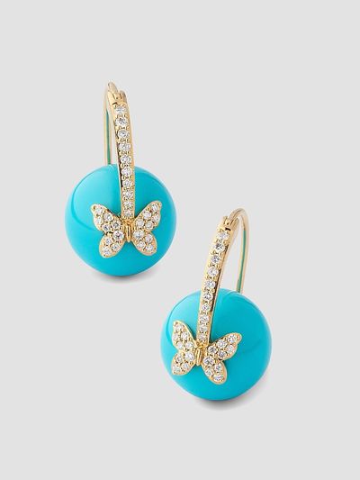 Sydney Evan Women's Cocktail 14K Yellow Gold, Turquoise & 0.31 TCW Diamond Drop Earrings