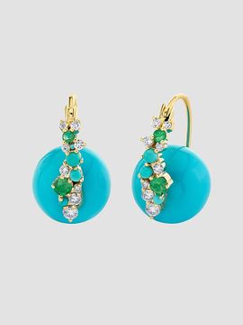 Sydney Evan Women's Cocktail 14K Yellow Gold Turquoise, Emerald & 0.31 TCW Diamond Drop Earrings