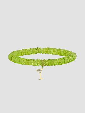 Sydney Evan Women's Martini Glass 14K Gold, Emerald, Peridot & 0.05 TCW Diamond Bracelet