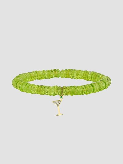 Sydney Evan Women's Martini Glass 14K Gold, Emerald, Peridot & 0.05 TCW Diamond Bracelet
