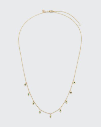 Sydney Evan Yellow Gold Emerald Marquise Evil Eye Fringe Necklace