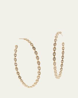 Sydney Evan Yellow Gold Large Marquise Evil Eye Diamond Hoop Earrings