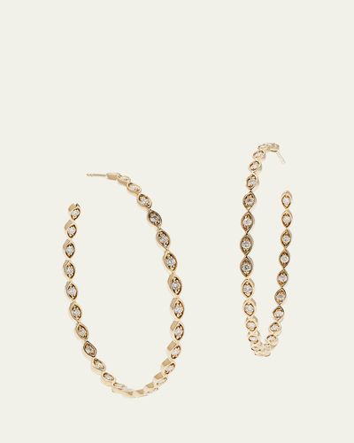 Sydney Evan Yellow Gold Large Marquise Evil Eye Diamond Hoop Earrings