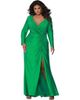 Sydney's Closet Sydney's Closet Fitted Long Sleeve V-Neck Ruched Plus Size Gown - 1