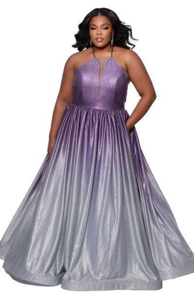 Sydney's Closet Sydney's Closet Halter Neck A-Line Plus Size Formal Gown