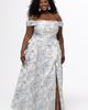 Sydney's Closet Sydney's Closet Off-the-Shoulder Brocade Plus Size Formal Dress with Slit - 1