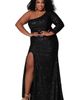 Sydney's Closet Sydney's Closet One-Shoulder Long Sleeve Sequin Plus Size Gown - 1