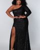 Sydney's Closet Sydney's Closet One-Shoulder Long Sleeve Sequin Plus Size Gown - 3