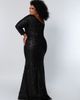 Sydney's Closet Sydney's Closet One-Shoulder Long Sleeve Sequin Plus Size Gown - 4