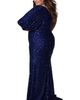 Sydney's Closet Sydney's Closet One-Shoulder Pouf Sleeve Sequin Plus Size Evening Gown - 2
