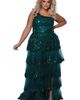 Sydney's Closet Sydney's Closet One-Shoulder Tiered Plus Size A-Line Gown - 1