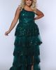Sydney's Closet Sydney's Closet One-Shoulder Tiered Plus Size A-Line Gown - 3