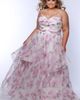 Sydney's Closet Sydney's Closet Pleated Tiered Floral A-Line Plus Size Gown - 4