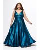 Sydney's Closet Sydney's Closet Plus Size Metallic A-Line Prom Dress with Pockets - 1