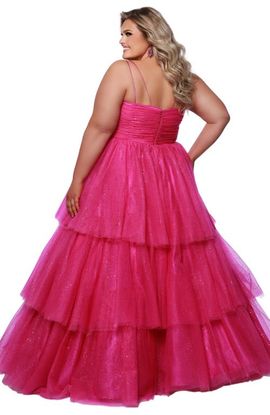 Sydney's Closet Sydney's Closet Spaghetti Strap Teired Plus Size Ballgown