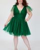 Sydney's Closet Sydney's Closet Sparkle Tulle Curvy Cocktail Party Dress with Bows - 1