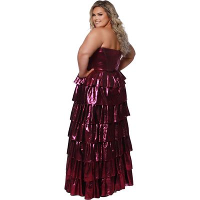 Sydney's Closet Sydney's Closet Strapless Sweetheart Neckline Tiered Plus Size Gown