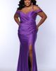 Sydney's Closet Sydney's Closet Sweetheart Neckline Drape Sleeve Slim Fitted Plus Size Gown - 3