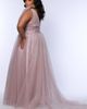 Sydney's Closet Sydney's Closet V-Neckline Bra-Friendly Plus Size A-line Gown with Bows - 2