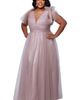 Sydney's Closet Sydney's Closet V-Neckline Bra-Friendly Plus Size A-line Gown with Bows - 4