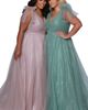 Sydney's Closet Sydney's Closet V-Neckline Bra-Friendly Plus Size A-line Gown with Bows - 5