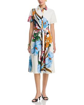 T Tahari T Tahari Button Down Fit & Flare Dress