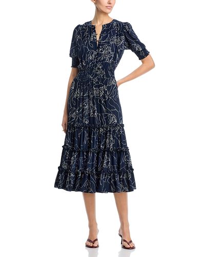 T Tahari T Tahari Elbow Sleeve Button Down Airflow Fit and Flare Dress