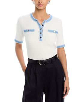 T Tahari T Tahari Elbow Sleeve Crewneck Pullover Top