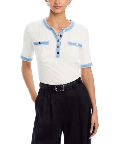 T Tahari T Tahari Elbow Sleeve Crewneck Pullover Top
