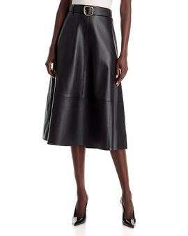 T Tahari T Tahari Faux Leather A Line Skirt