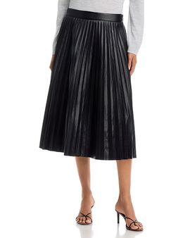 T Tahari T Tahari Faux Leather Pleated Midi Skirt