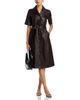 T Tahari T Tahari Faux Leather Short Sleeve Button Down Fit & Flare Dress - 2