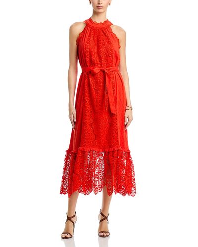 T Tahari T Tahari Halter Neck Lace Maxi Dress