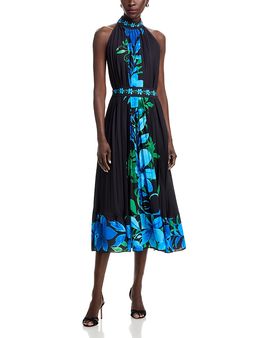 T Tahari T Tahari High Neck Pleated Dress