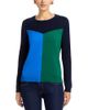 T Tahari T Tahari Long Sleeved Color Blocked Jersey Crewneck Pullover Sweater - 1