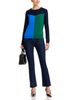 T Tahari T Tahari Long Sleeved Color Blocked Jersey Crewneck Pullover Sweater - 2