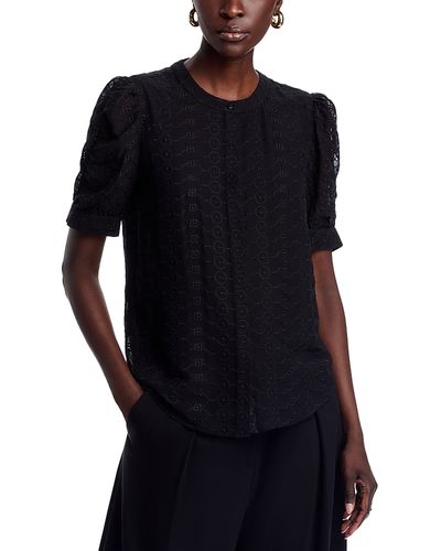 T Tahari T Tahari Mandarin Collar Button Front Top