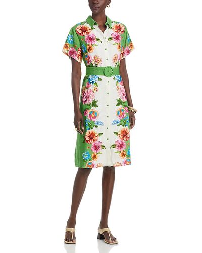 T Tahari T Tahari Placed Floral Button Down Midi Dress