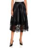 T Tahari T Tahari Pleated Faux Leather & Lace Midi Skirt - 1