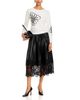 T Tahari T Tahari Pleated Faux Leather & Lace Midi Skirt - 2